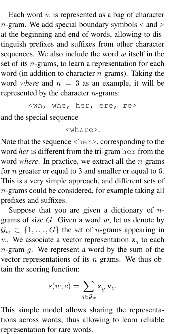 FastText 2017 論文第 137 頁的 where 字元片段與加總 scoring 原文摘圖
