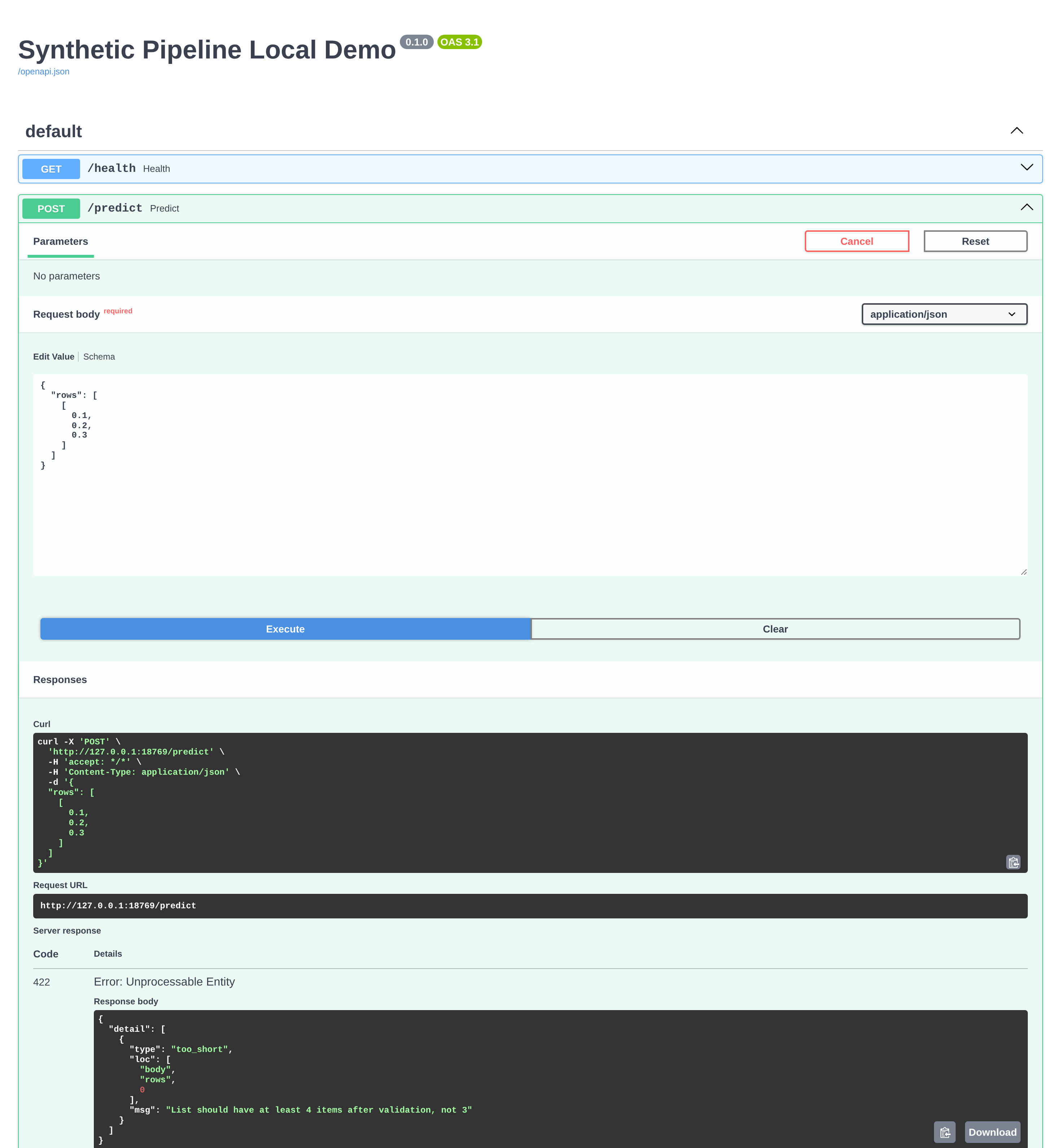 本機 API 收到三個值的 row，回傳 422 too_short 錯誤